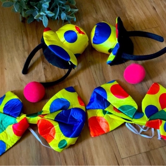 ~Set of (2) Clown Dress Up Headband, Bow Tie & Nose~ - Picture 1 of 2